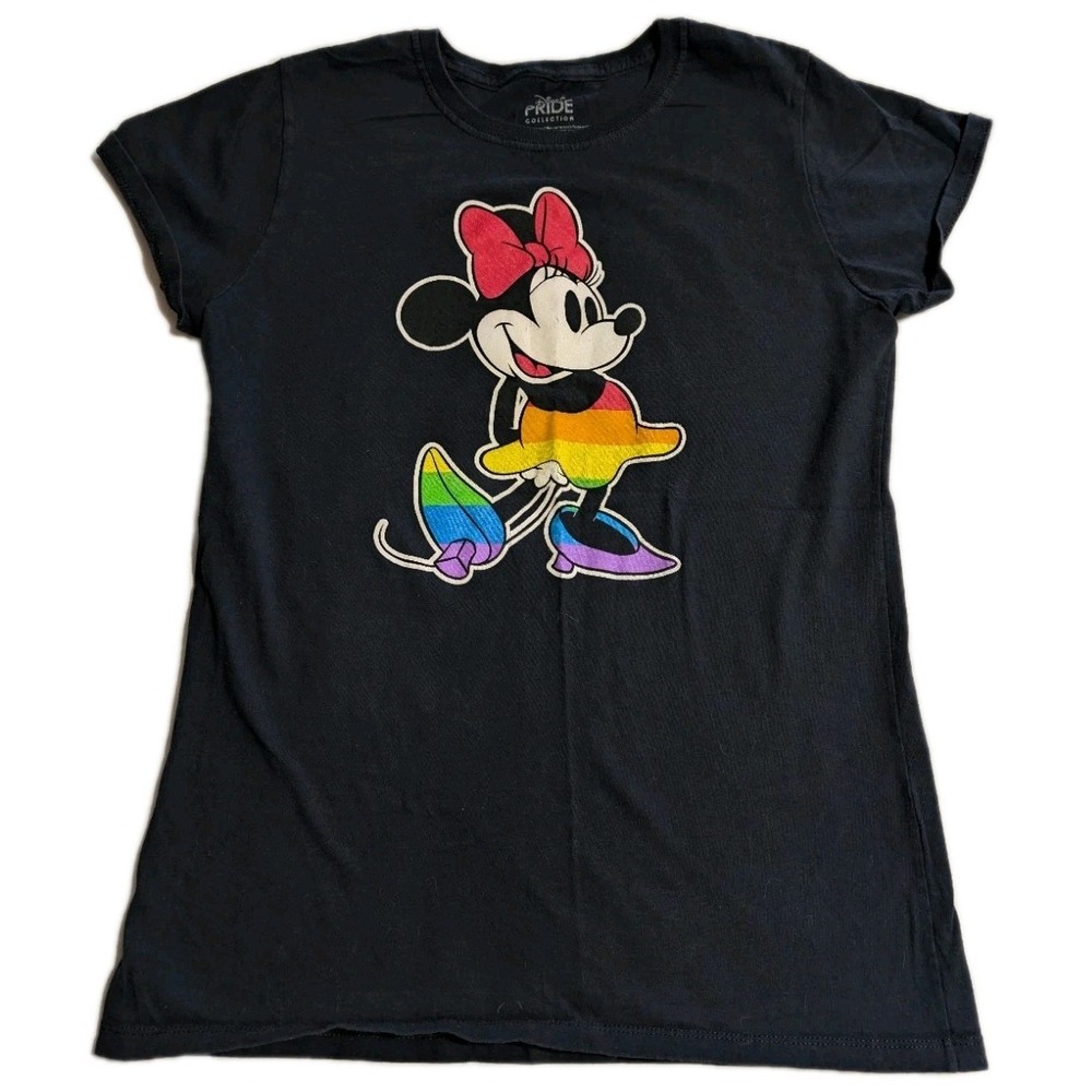 Disney Pride Collection Minnie Mouse Rainbow Tee Women's Black XL